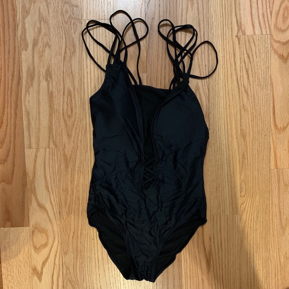 black one piece swimsuit, never worn!! with tags